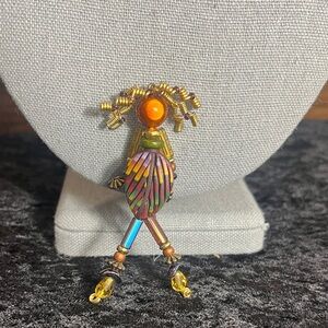 Vintage Moonbabies Figure Stick Pin featuring Artisan Bead and Wirework